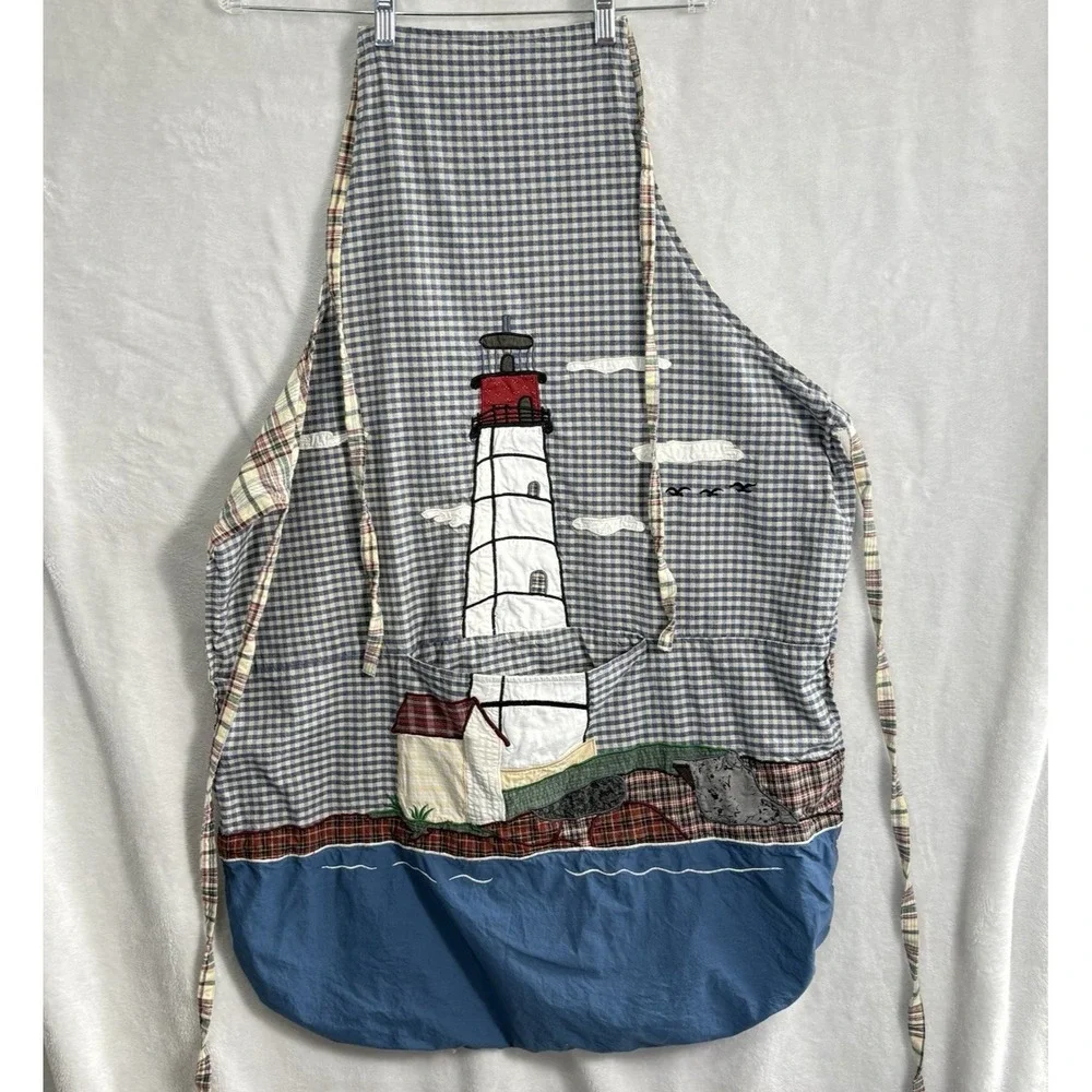PATCH MAGIC Women Lighthouse Apron Multicolor Reversible Pocket Cook Bake 10a-4